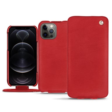 Funda de piel Apple iPhone 12 Pro Max - Solapa vertical - Rojo - Piel lisa de primera calidad