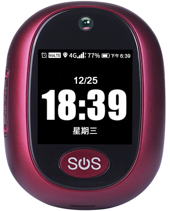 Montre Traceur GPS 4G Pendentif Appel SOS Etanche pour Enfant Senior Rouge YONIS