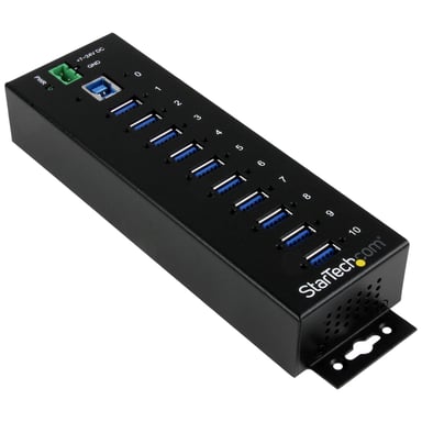 StarTech.com Hub Industrial de 10 Puertos USB 3.0 - 5Gbps - Ladrón Concentrador USB-A con Protección Antiestática ESD y Protección de Picos - de Monta