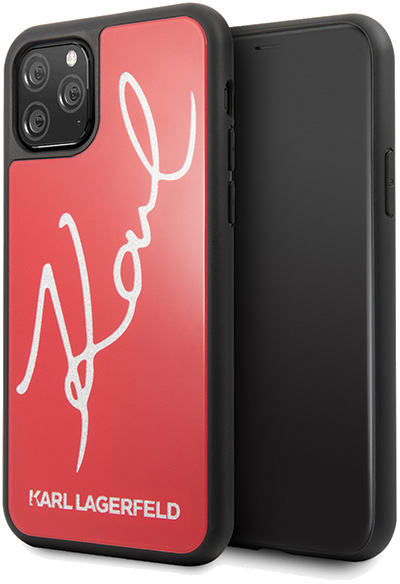 Étui Karl Lagerfeld pour iPhone 11 Pro rouge Signature Glitter