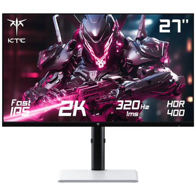 KTC Monitor Gaming 27 pollici H27E6, 320Hz 2K QHD 2560x1440 Schermo Fast IPS, 1ms, 144% sRGB, HDR400, FreeSync e G-Sync, Luce Blu Bassa, 2*HDMI 2.1, 2*DP 1.4, Supporto VESA, Ideale per Giochi e Ufficio