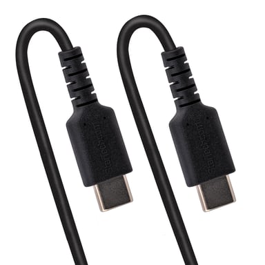 StarTech.com Cable de 50cm de Carga USB C a USB C, Cable USB Tipo C Rizado de Carga Rápida y Servicio Pesado, Cable USB 2.0 USBC, de Fibra de Aramida
