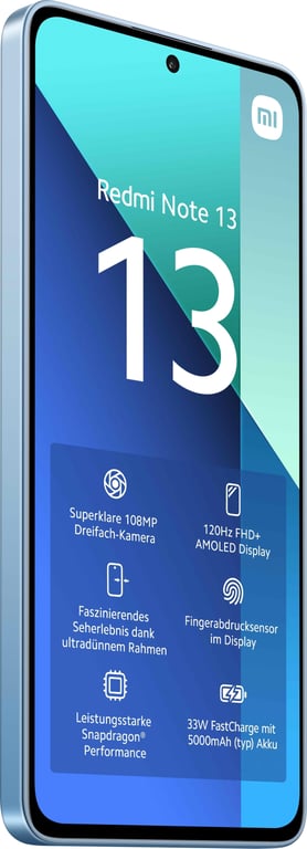 Redmi Note 13 (4G) 128 Go, Bleu, Débloqué - Bon état