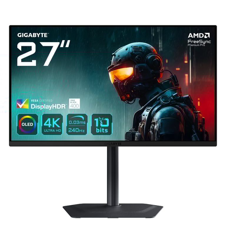 GIGABYTE MO27U2 OLED 4K UHD GAMING MONITOR 3840 X 2160 240HZ 0 03 MS 1000 CDM² DISPLAY HDR TRUE 400 HDMI 2.1 DISP - vue 2