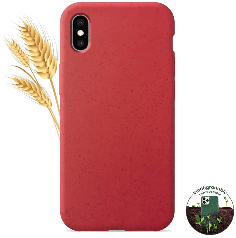 Coque silicone unie compatible Biodégradable Rouge Apple iPhone X iPhone XS