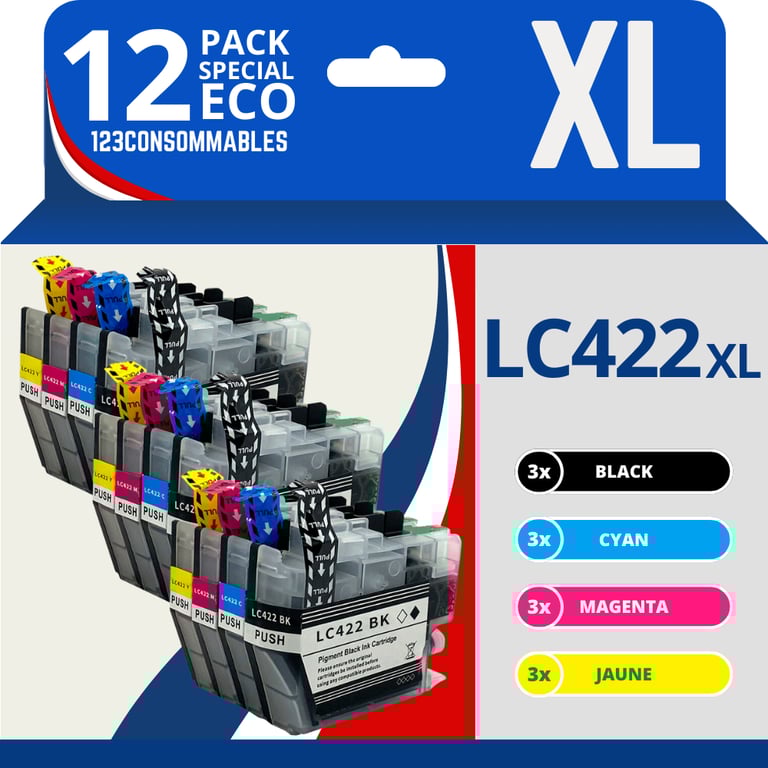 123CONSOMMABLES LC422XL Cartouches d'encre Grande capacité LC 422XLVAL Compatible avec Brother LC 422XLVAL pour Brother MFC J5340DW MFC J5345DW MFC J5740DW MFC J6540DW MFC J6940DW Neuf - vue 3