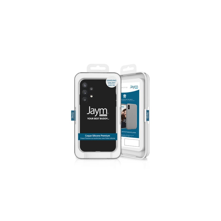 JAYM - Coque Silicone Premium Noire pour Samsung Galaxy A32 5G -100% Silicone et Microfibre - Renforcée et Ultra Doux