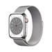 Watch Series 8 OLED 45 mm - Boîtier en Acier inoxydable Argent - GPS + Cellular - Bracelet Milanais - Argent