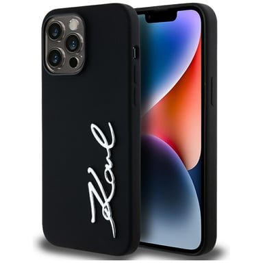 Karl Lagerfeld Custodia in silicone con logo in metallo per iPhone 14 Pro Max nero