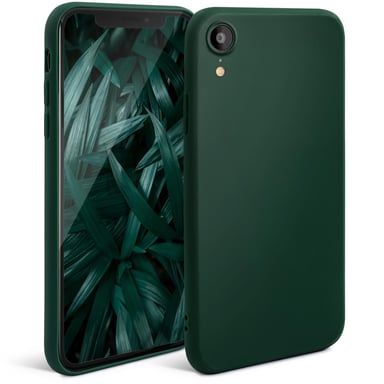 Moozy Minimalist Series Coque en silicone pour iPhone XR, Vert minuit – Finition mate fine et souple en TPU