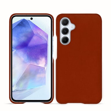 Coque cuir Samsung Galaxy A55 -  - Orange - Cuir vegan