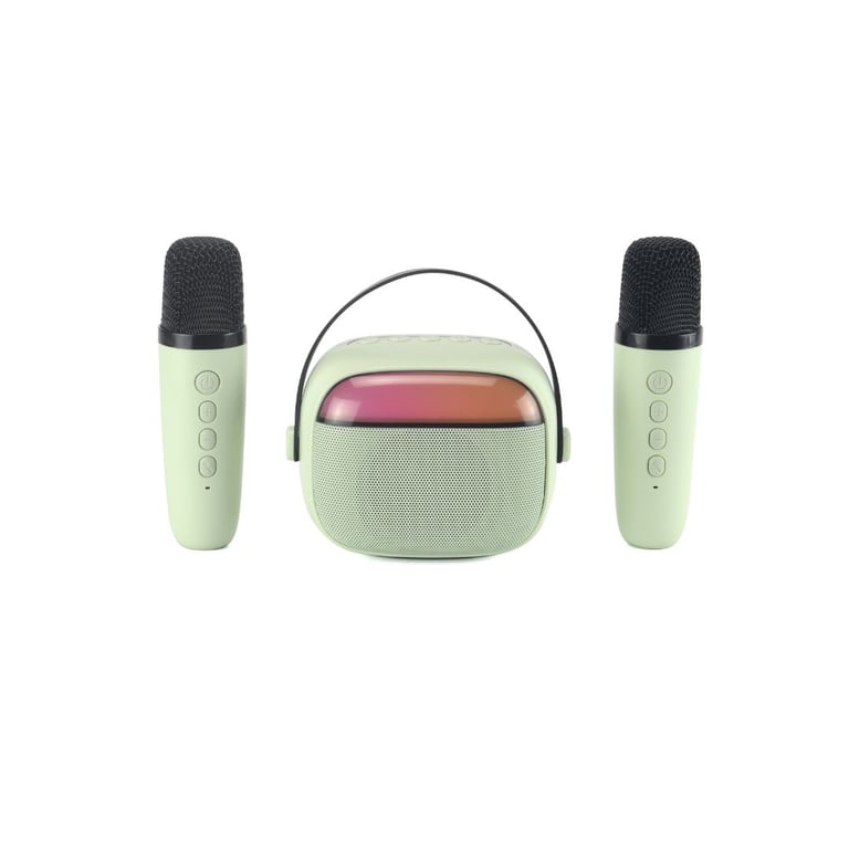 WE KIDS Mini enceinte karaoké à led + poignée BT 5.4 rechargeable 2 micros avec 5 sons Neuf