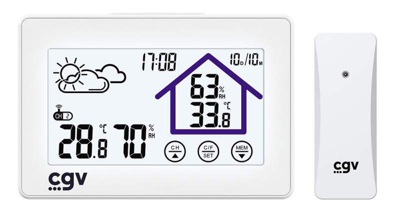 Station météo sans fil CGV MY METEO 1BM Contrôle tactile Horloge et calendrier Facile à utiliser - vue 4