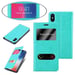 Funda para Apple iPhone X / XS en TURQUESA MENTA Funda protectora con cierre magnético, función de soporte y 2 ventanas de visualización.