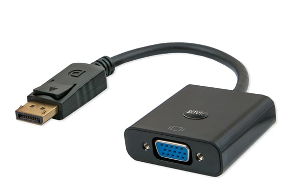 Savio CL-90 câble vidéo et adaptateur 0,2 m DisplayPort VGA (D-Sub) Noir