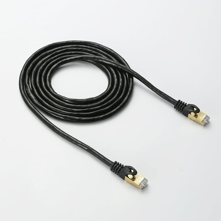 Câble RJ45 droit couleur noir - 2m S/STP Cat 8 avec snagless et connecteurs en or - Neuf