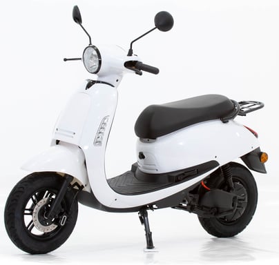 Simply - Scooter électrique 50cc - moteur 2100 W - 2 batteries 60V 30Ah, blanc