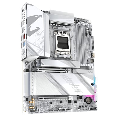 GIGABYTE X870 AORUS ELITE X3D ICE Placa Base - Compatible con procesadores AMD Ryzen 9000, VRM digital de 16+2+2 fases, hasta 9000Hz DDR5 (OC), 2xPCIe 5.0 + 2xPCIe 4.0, Wi-Fi 7, LAN 2.5GbE, USB 4