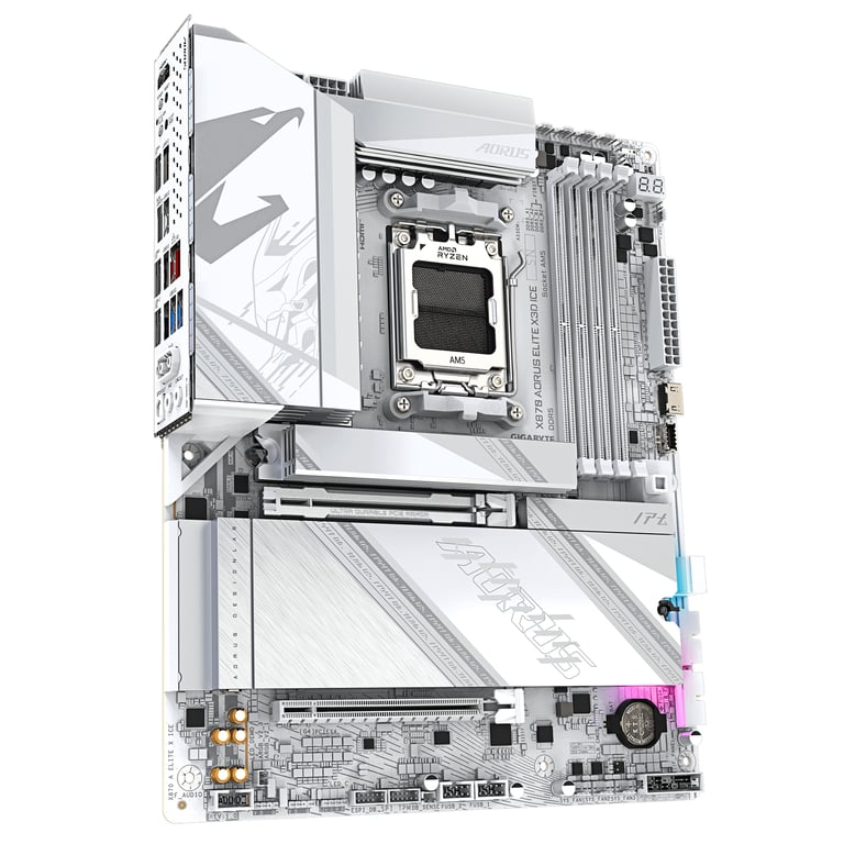 GIGABYTE X870 AORUS ELITE X3D ICE Carte Mère Compatible avec processeurs AMD Ryzen 9000 VRM numérique 16+2+2 phases jusqu’à - vue 9