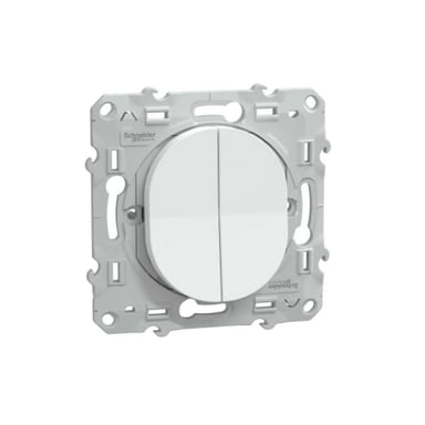 Mécanisme double va et vient SCHNEIDER ELECTRIC OVALIS 10AX S320214 deux bascules ovales profil bas Blanc