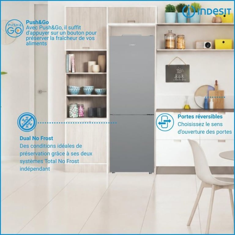 Réfrigérateur combiné congélateur INDESIT INK25362S5E 2 portes 315 186x60x66 cm - vue 3