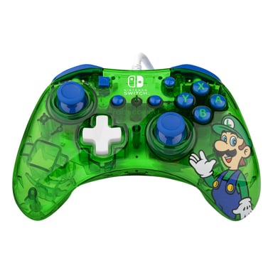 PDP Rock Candy: Luigi Lime Azul, Verde, Translúcido USB Gamepad Analógico/Digital Nintendo Switch, Nintendo Switch Lite, Nintendo Switch OLED