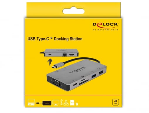 DeLOCK 87735 Docking Station cablata USB 3.2 Gen 1 (3.1 Gen 1) Tipo-C Grigio