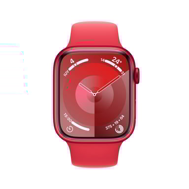 Watch Series 9 GPS + Cellulaire, boitier en aluminium de 45 mm avec boucle en caoutchouc, Rouge, S/M