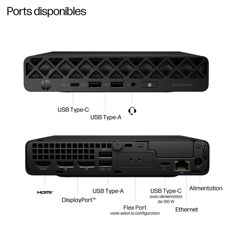 HP EliteDesk 8 G1i AI Core Ultra 5 2.2 GHz 8 Go RAM AZERTY - vue 3