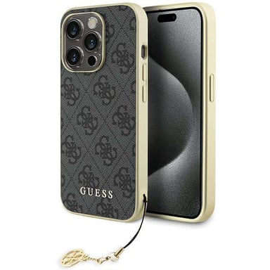 Custodia Guess per iPhone 15 Pro 6.1'' grigio Custodia rigida 4G Charms Collection