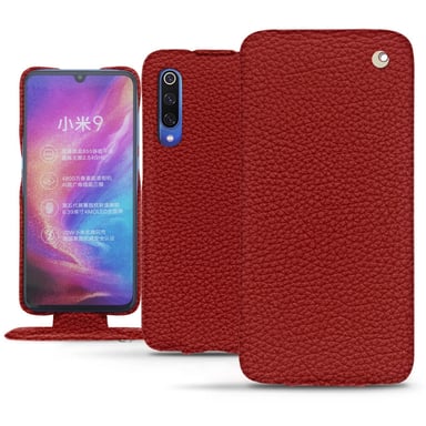 Housse cuir Xiaomi Mi 9 - Rabat vertical - Rouge - Cuir grainé