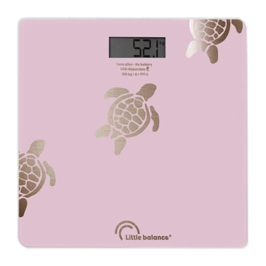 Bilancia pesapersone - LITTLE BALANCE - 8729 - Tartarughe metalliche dorate - Sostituibile via USB - 180 kg / 100 g - Rosa