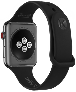 Bracelet en gel de silicone doux pour Apple Watch® Series 1/2/3/4 38/40mm, Noir de jais