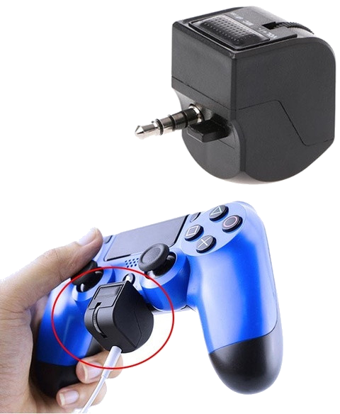 Adaptateur Casque pour Manette PlayStation 4 PS4 Audio Jack 3,5 mm Controle Volume Microphone (NOIR)