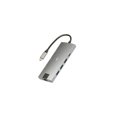 Concentrador USB-C para Macbook&PC 8 puertos: USB x 3 + HDMI 4k*2k@30Hz +RJ45 1000Mbit/s + USB-C (carga y transferencia de 60 W) + unidad SD y micro SD