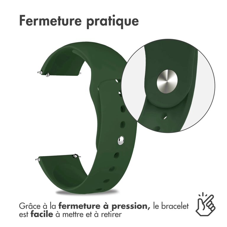 imoshion Bracelet sport en silicone - Connexion universelle 18 mm - Vert foncé - Neuf