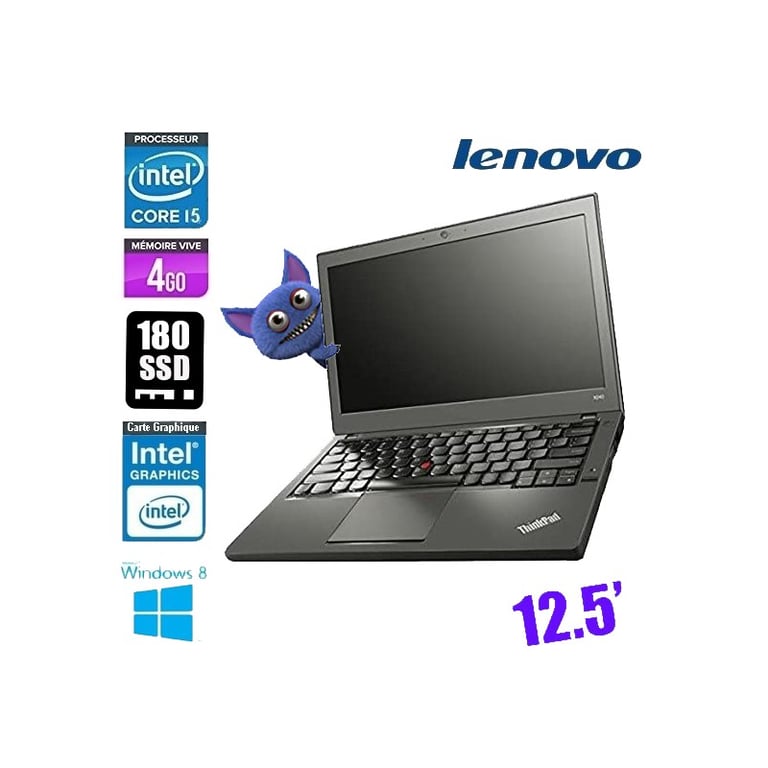 Core i5, 1.9 , 8 Go Go  Intel HD Graphics 4400 Noir 12.5  Windows 10 - Très bon état