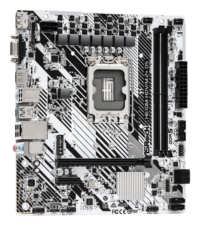 Asrock H610M HDV/ .2+ D5 Intel H610 LGA 1700 micro ATX Neuf - vue 2