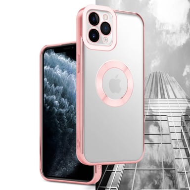 Coque pour Apple iPhone 11 PRO MAX en Transparent - Rose Housse de protection Étui en silicone TPU flexible avec application Chrome