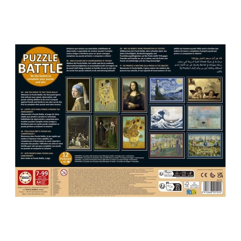 Puzzle - EDUCA - Battle Art - 12 puzzles - 42 pieces - Pour enfants a partir de 7 ans - Neuf