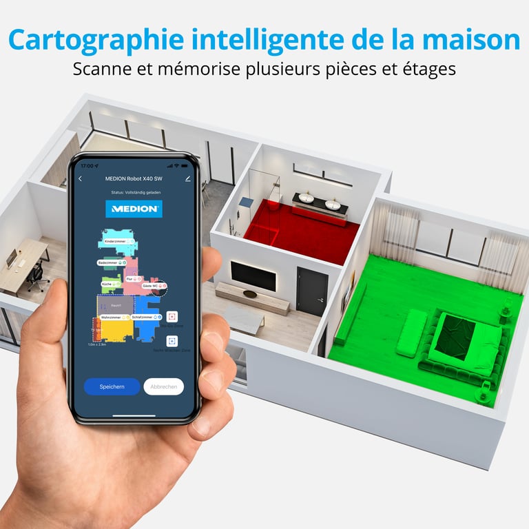 MEDION X40 SW Robot Aspirateur Laveur 8000 Pa 400 ml Navigation Laser et Fonction Balayage - vue 2