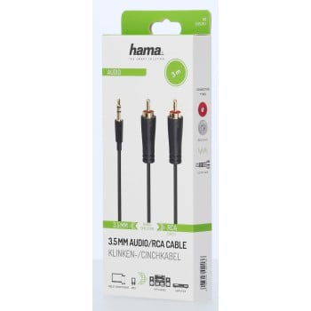 Hama 00205261 câble audio 3 m 2 x RCA 3,5mm Noir