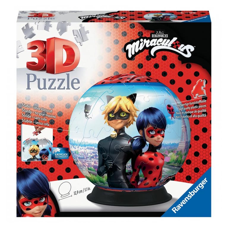 Puzzle 3D 72 Pièces : Puzzle Ball Miraculous Ravensburger France - vue 2