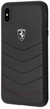 Custodia Ferrari in vera pelle trapuntata per Apple iPhone XS Max, nero