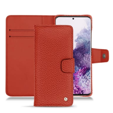 Housse cuir Samsung Galaxy S20 -  - Orange - Cuir grainé