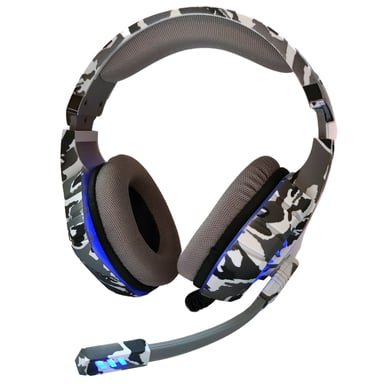 OVLENG GT84 auriculares para jugadores estilo camuflaje desértico con micrófono y retroiluminación LED - Altavoz de 50 mm - Control por cable