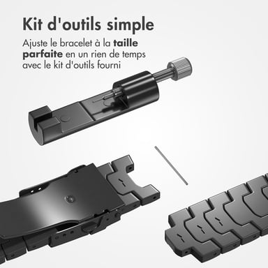 Accezz Bracelet Steel pour Samsung Galaxy Watch 4 / 5 / 6 / 7 / FE (20 mm) - Noir