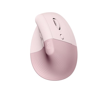 Logitech Lift Ergonomic Vertical Wireless Mouse, Bluetooth o Logi Bolt USB Receiver, Silent - Rosa