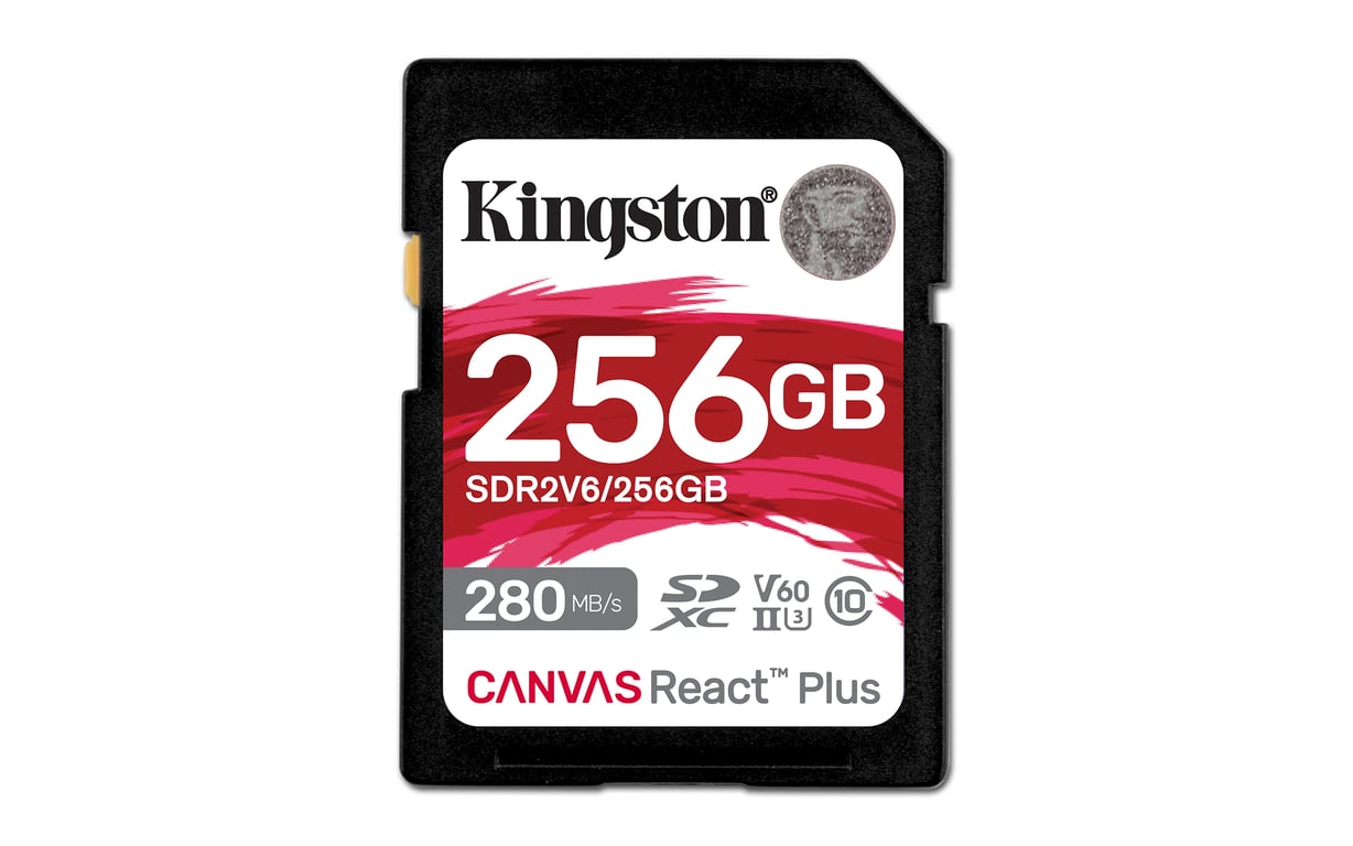 Kingston Technology 256GB Canvas React Plus SDXC UHS-II 280R/150W U3 V60 for Full HD/4K - Neuf