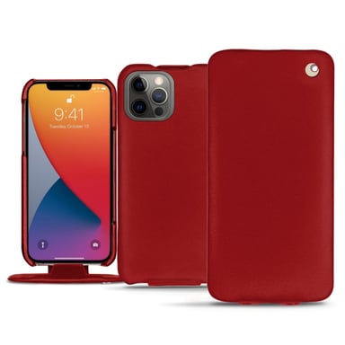 Funda de piel Apple iPhone 13 Pro Max - Solapa vertical - Rojo - Piel lisa